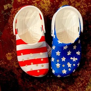 American Flag kids crocs size 2